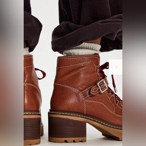 Free People•Jasper Hiker Ankle Boots Leather•Size 7.5•NWT